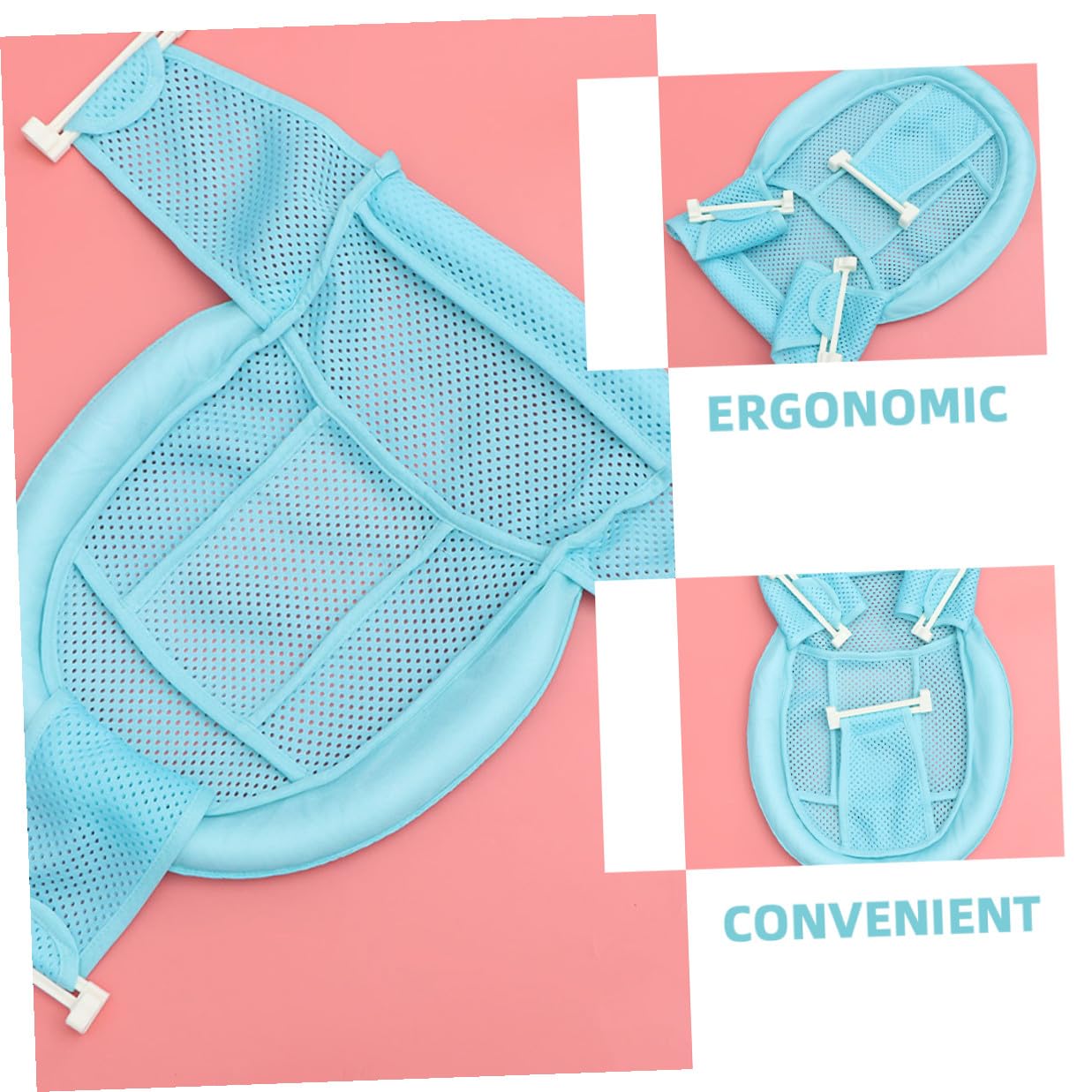 2pcs Bath Seat and Support Mat for Newborns Non-Slip Mesh Bathtub Cushion Blue Bathing Safety Seat