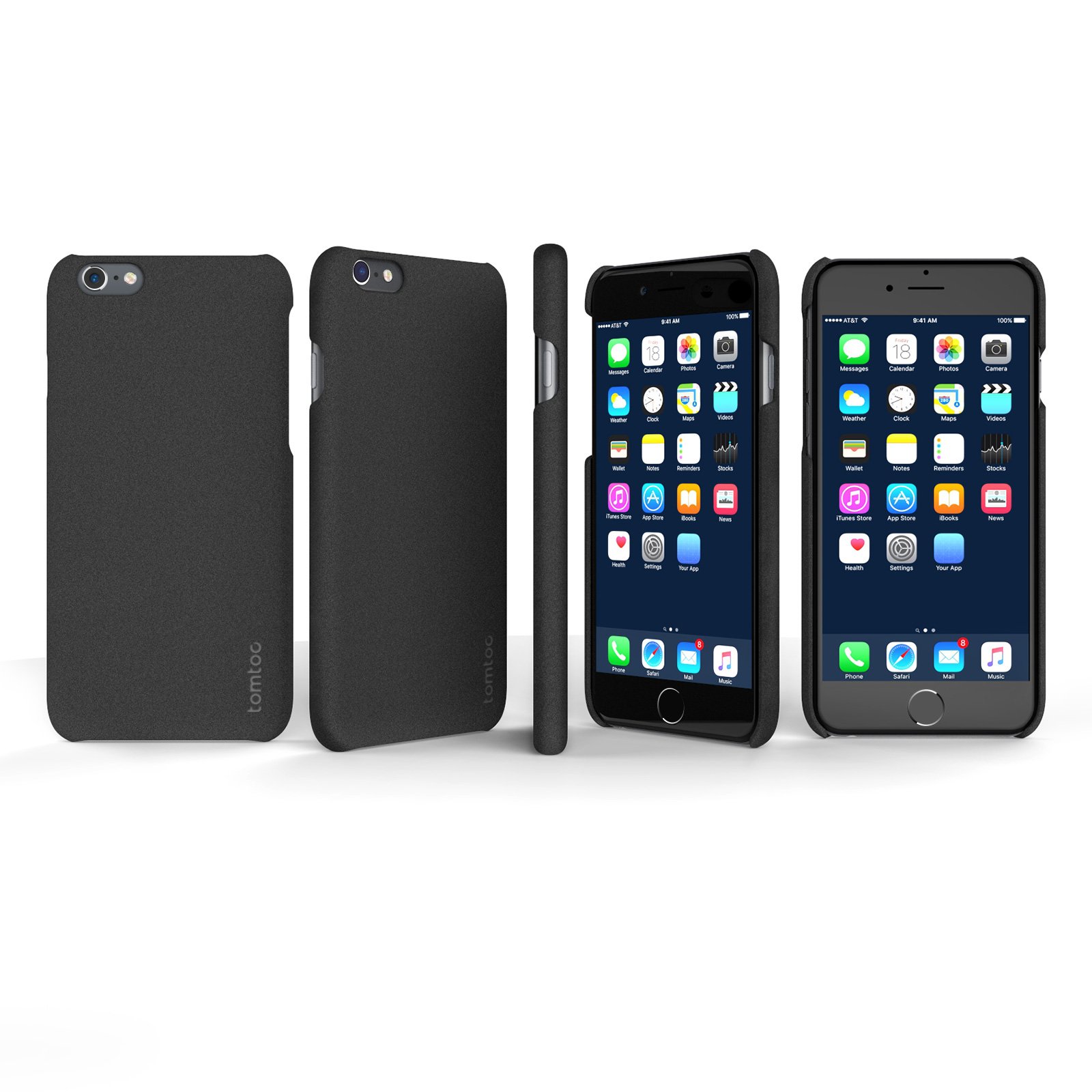 Tomtoc - Custodia rigida per iPhone 6S, iPhone 6S, 6, in arenaria, ultra sottile, colore: nero