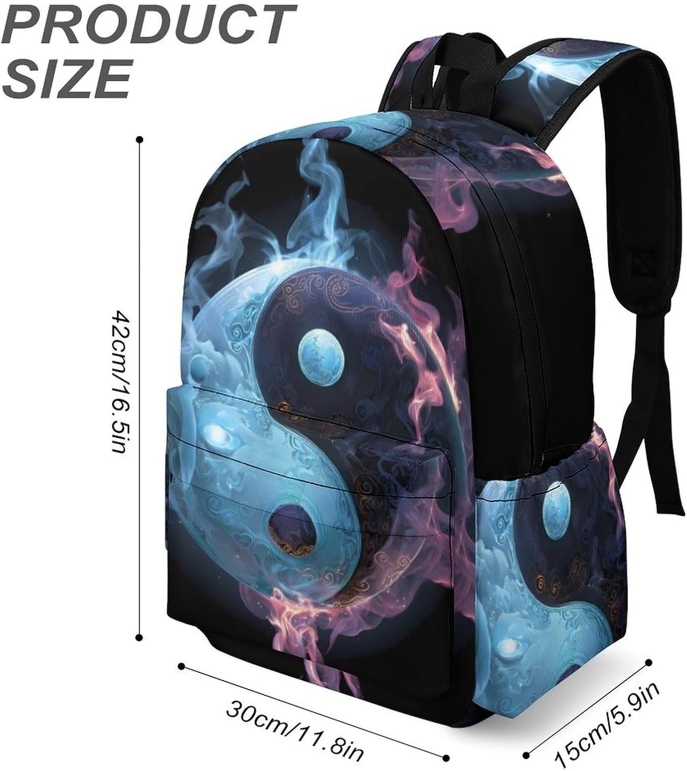 Chinese Ying-Yang-Symbol Travel Backpack for Women Men Summer Hiking Shoulder Bag Casual Daypack