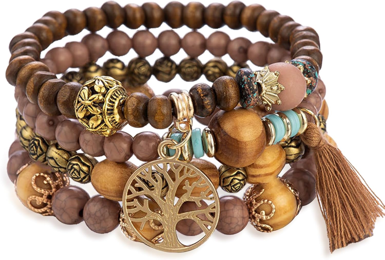 Vesitim Stackable Stretch Bracelets for Women Tree of Life Bead Bracelet Boho Jewelry