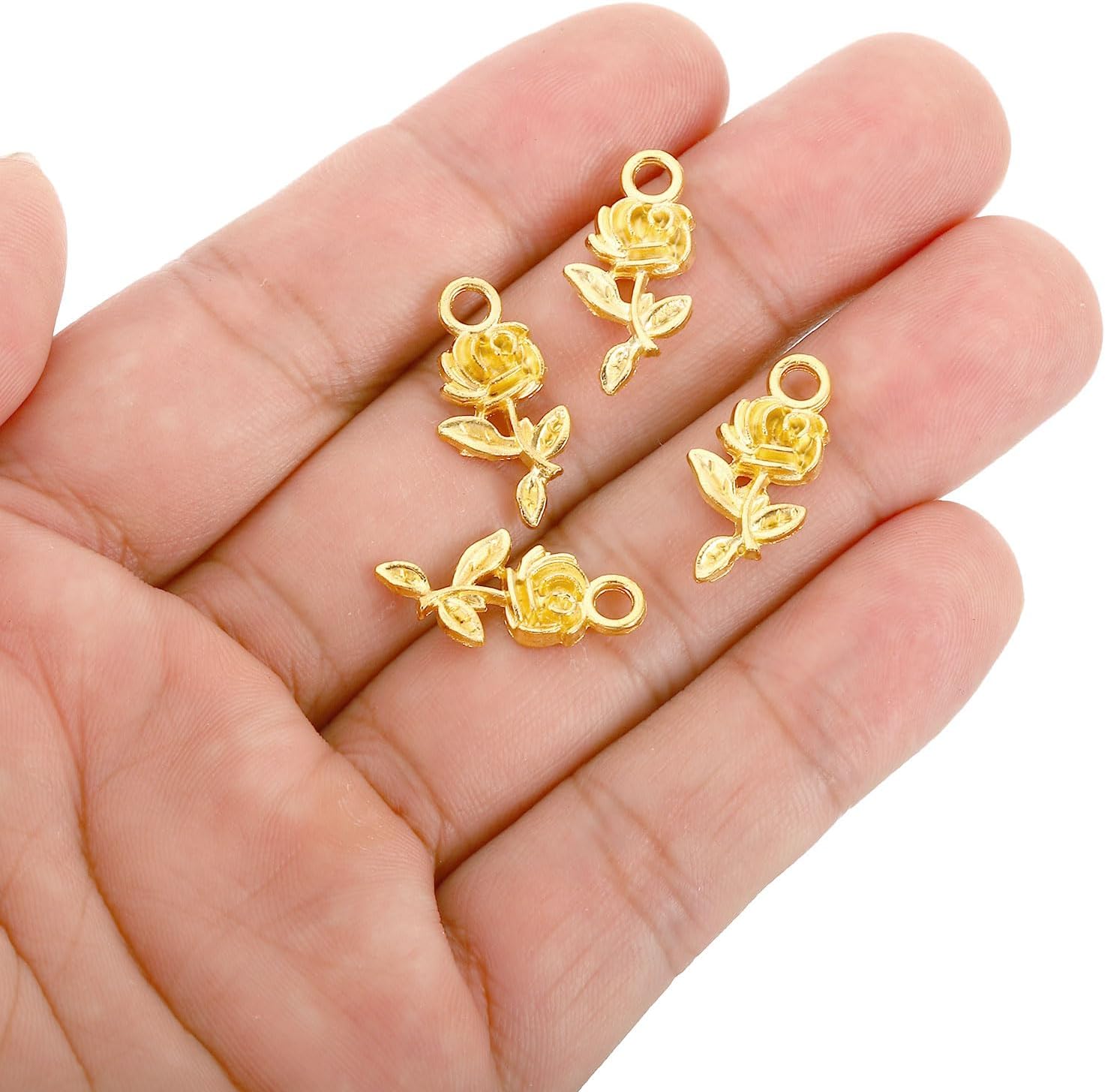 PATIKIL 100pcs Rose Charm Mini Rose Flower Pendant Charm Bulk Vintage Metal DIY for Jewelry Making Bracelet Earring Necklace - Image 4