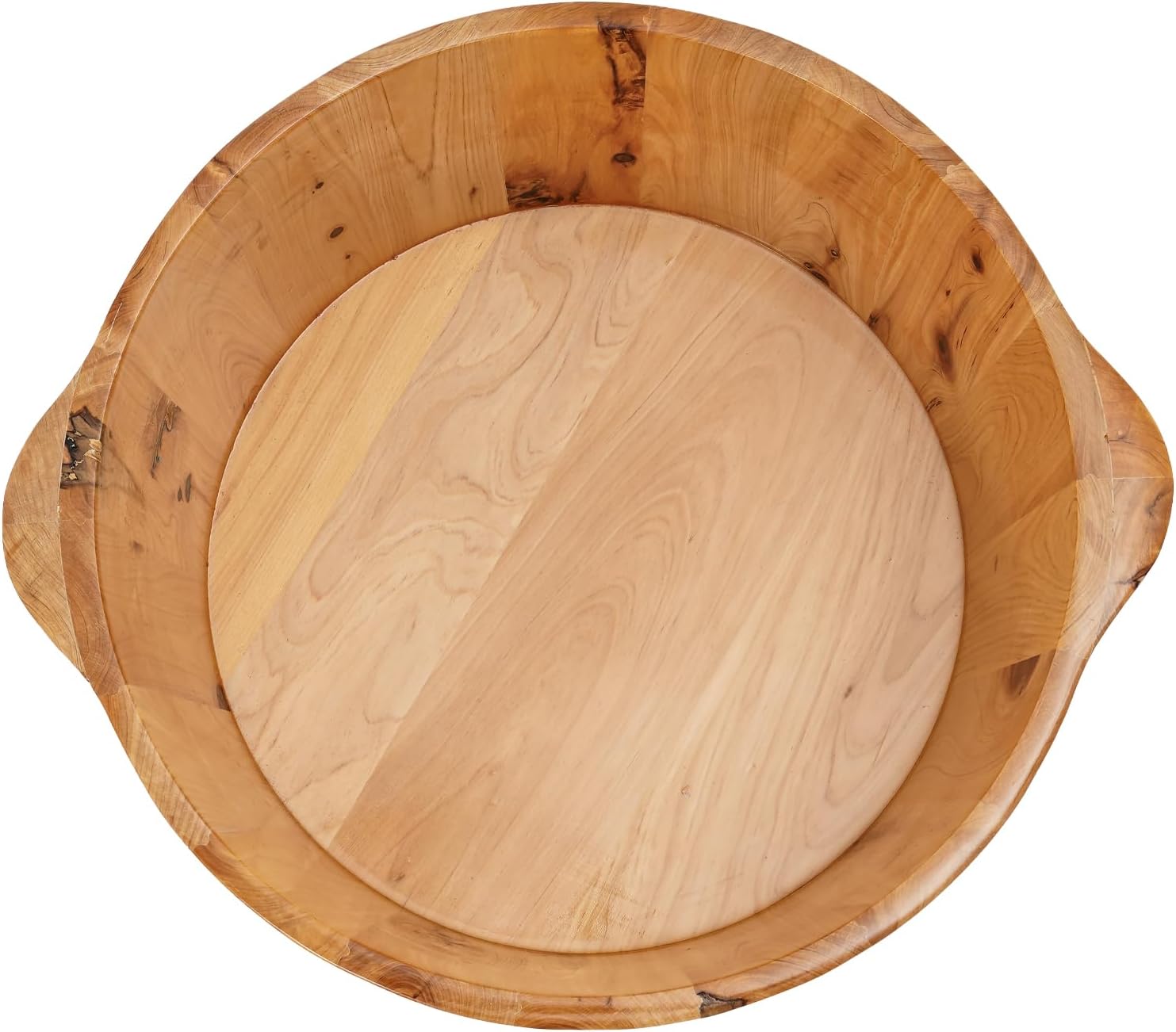 Wooden Foot Bath Basin -Portable Cypress Wood Foot Wash Bucket,Classic Round Spa Pedicure Soaking Bucket,No Assembly Required for Feet Washing, Home Use, Herbal Soaks (14.37x14.37x7.09 inches)