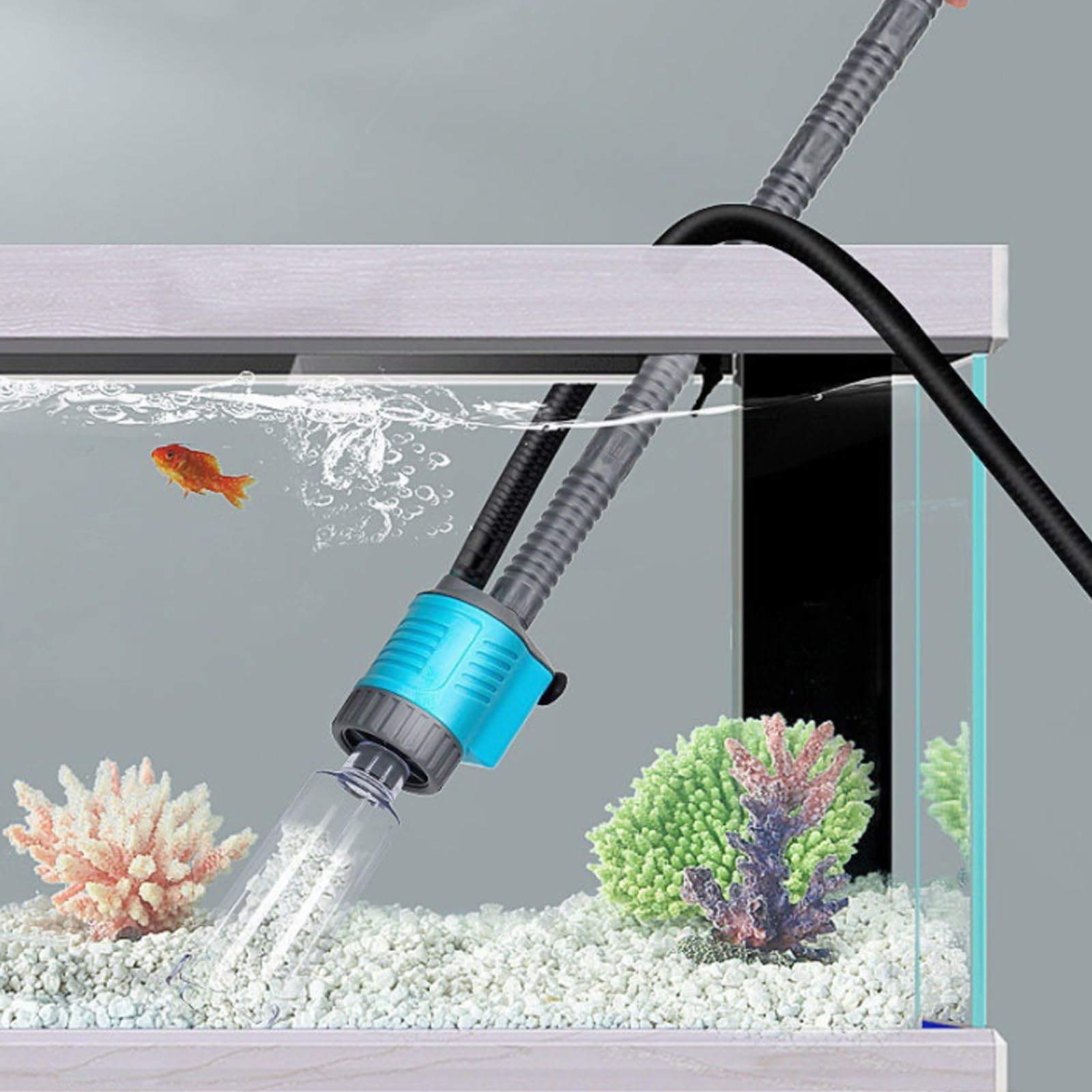 Aspirateur d'aquarium Multifonction 6 en 1, Outils de Nettoyage Automatique puissants d'aquarium de 20W, Nettoyeur de Gravier d'aquarium électrique