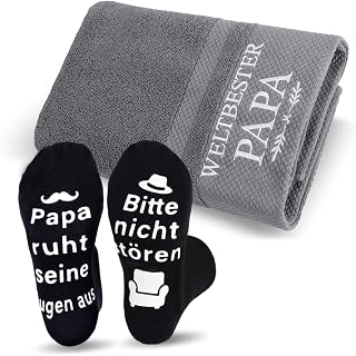 Weltbester Papa Bestickt Handtuch, Vatertagsgeschenk-Handtuch und Socken, Bestickt Handtücher 50x100, Vatertagsgeschenk von Tochter und Sohn, Bester Papa Geschenke Geburtstag ,Vatertag,Weihnachten
