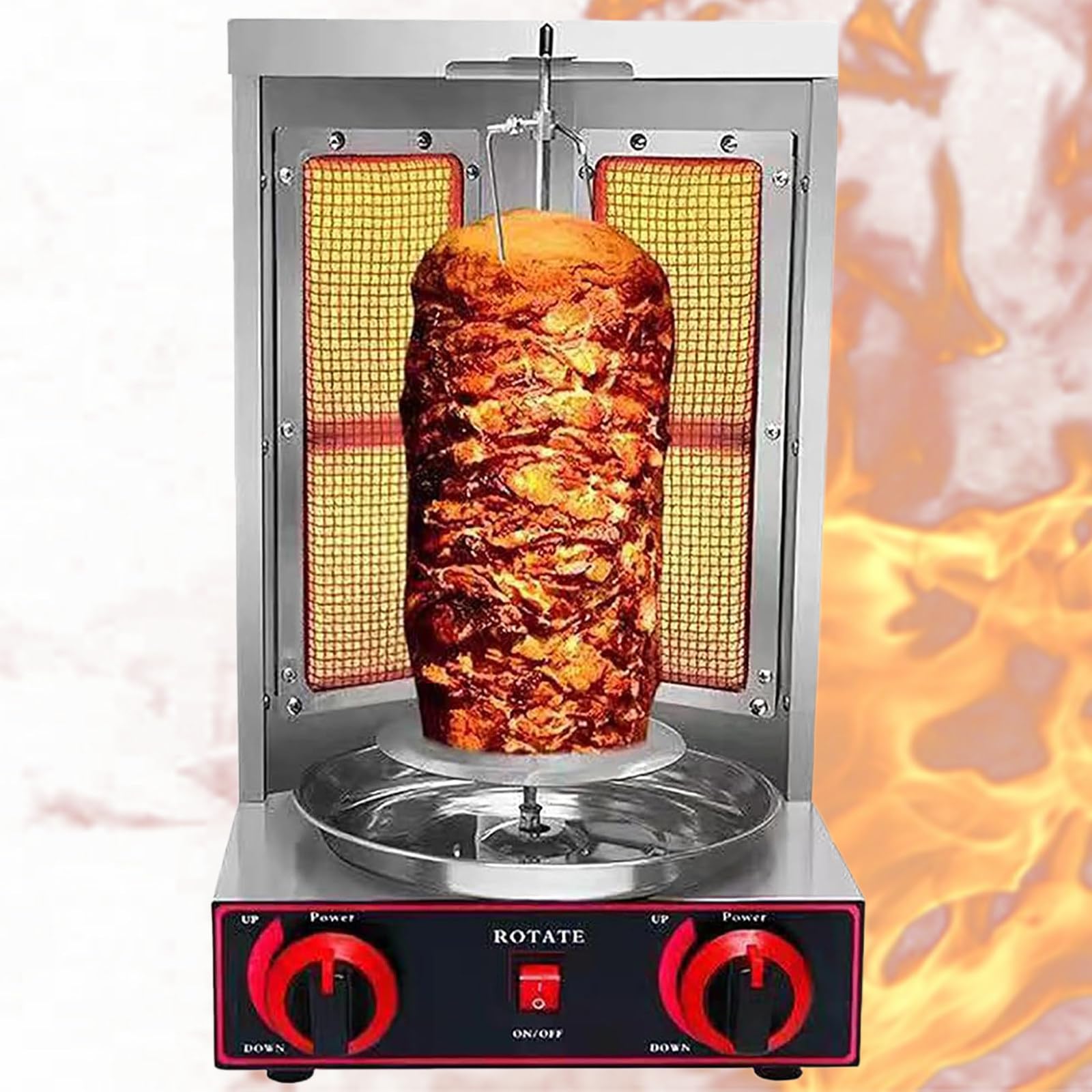 Professionelle kommerzielle Döner-Kebab-Maschine, automatischer Rotations-Vertikalgrill, LPG-Brätergrill aus Edelstahl, Fleischfänger für das Abendessen im Restaurant,Electric