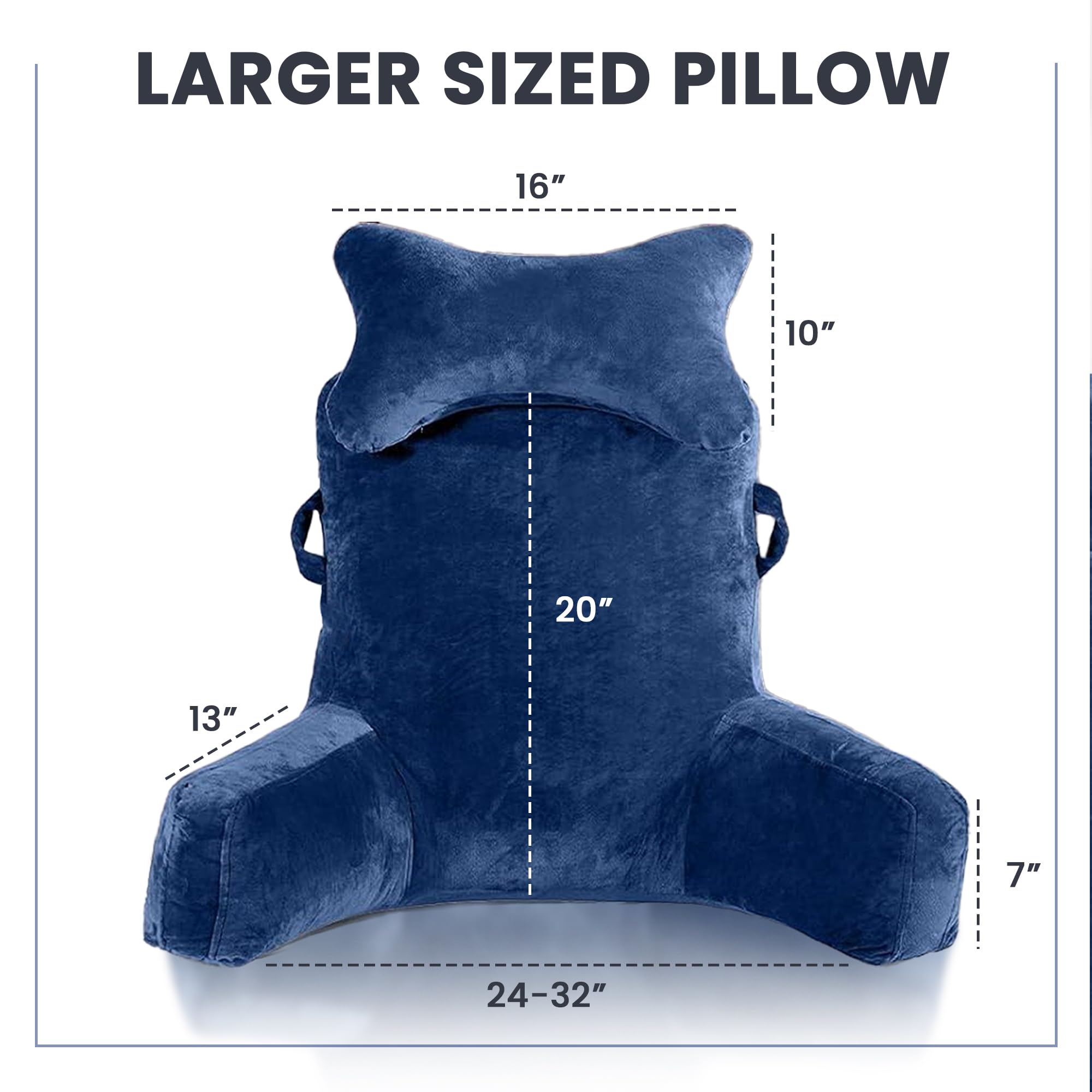 VASHIE Large Gaming and Reading Pillow - Premium Blue Cushion for Lap and Arm Support, Ideal for Desk Work, Gaming, and Relaxation