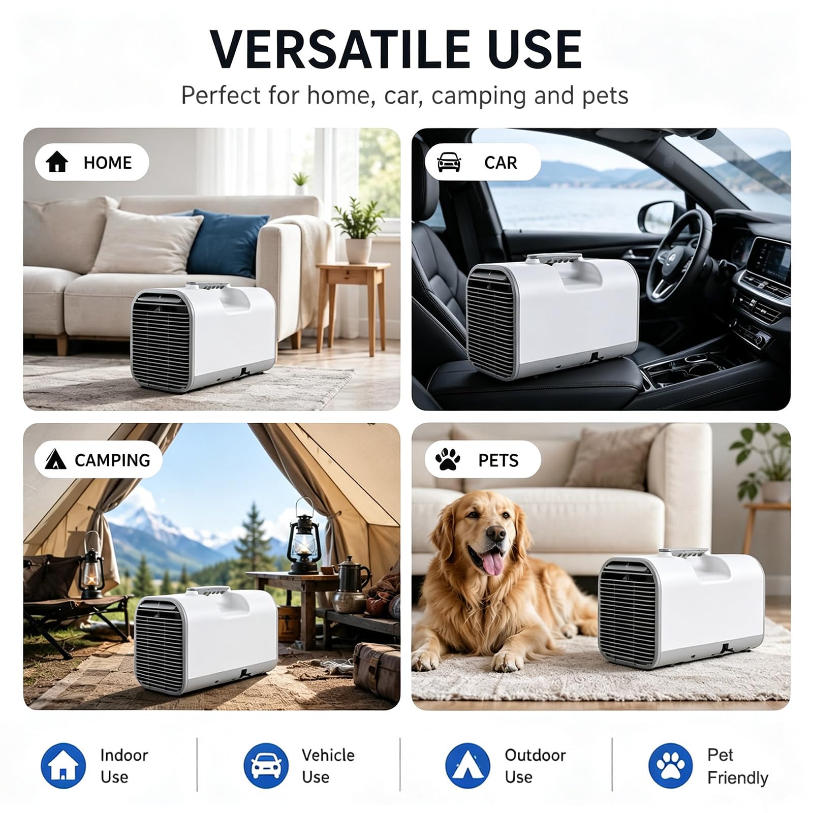 Condizionatore D'aria Portatile da Campeggio 220V per Camion 4400BTU | Condizionatore Portatile per Camper e Piccoli Ambienti, con Timer Regolabile da 1 a 12 Ore e Telecomando