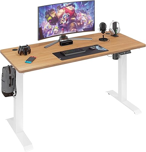 Vista 17 de Vongrasig Escritorio eléctrico de pie ajustable en altura, 63 x 24 pulgadas, mesa de pie para oficina en casa, estación de trabajo para computadora
