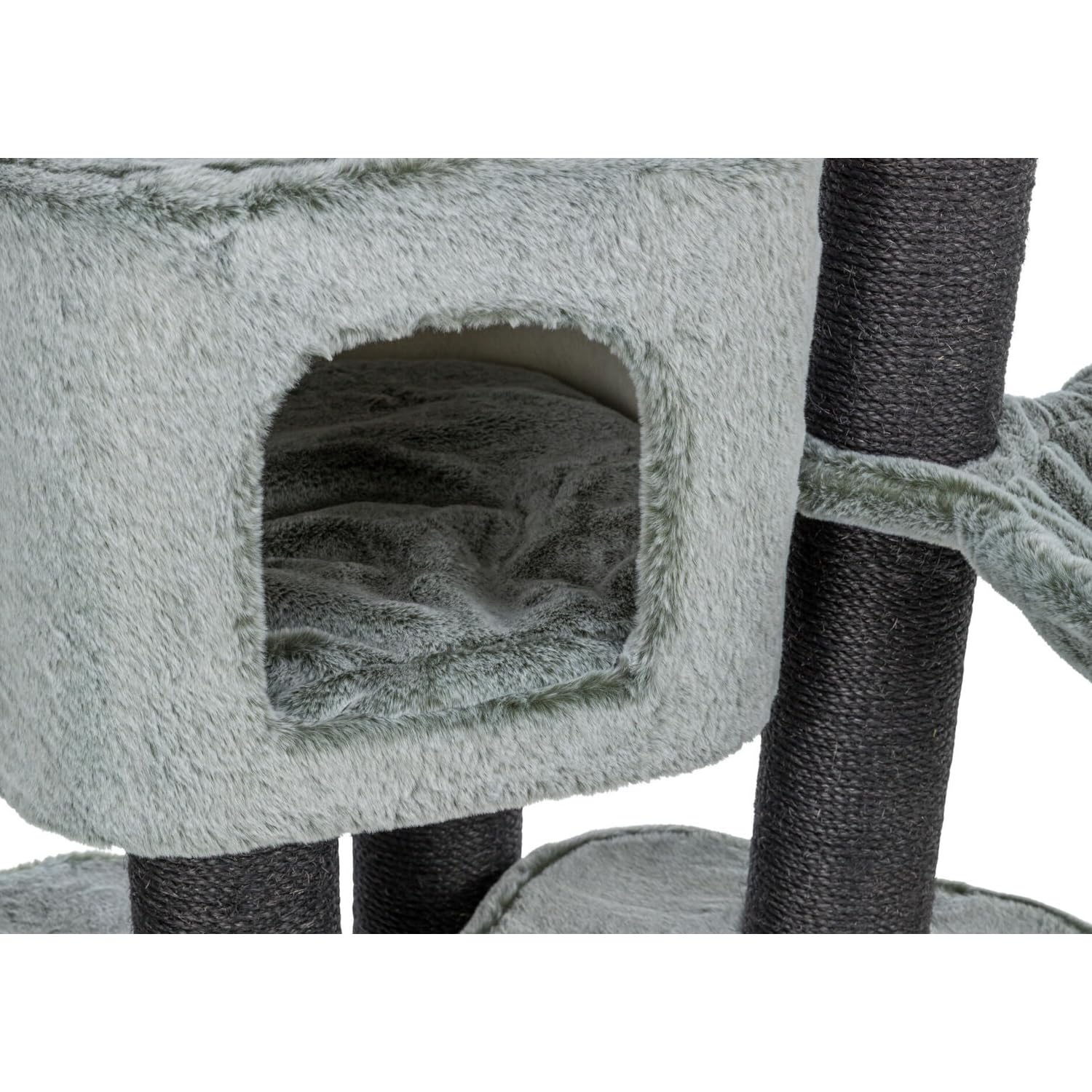 Trixie - Rascador 'Miguel' para Gatos (146 cm) – Árbol de Varios Niveles con Cueva, Hamaca Relax y Plataformas Acolchadas – Centro de Juego y Descanso Estable en Blanco y Verde
