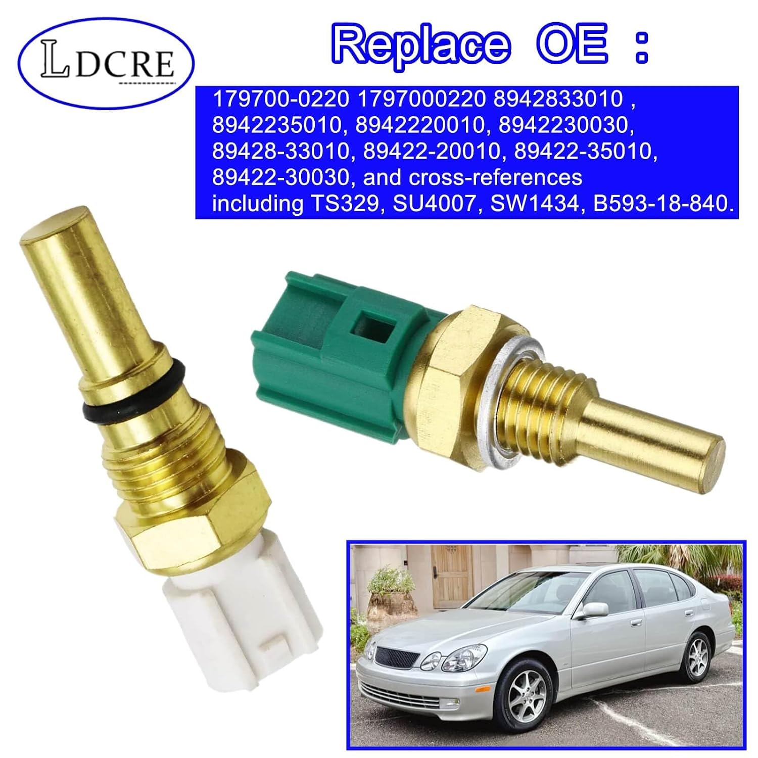 Coolant Temperature Sensor 8942833010,Engine Radiator Coolant Fan Switch 1797000220,Compatible with Toyota Camry Compatible with Lexus LS400, Replace 8942235010 8942220010 8942230030