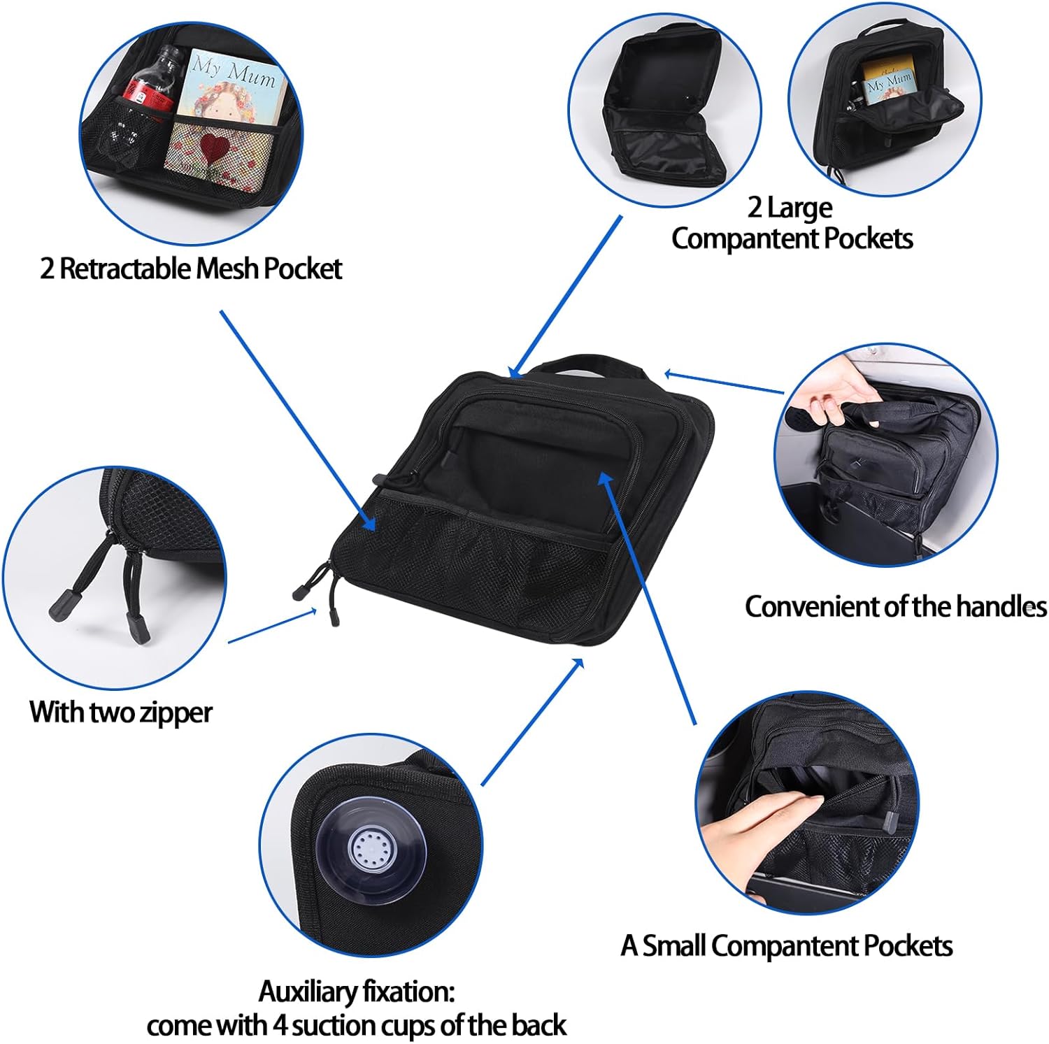 Rear Trunk Storage Organizer Box Compatible with Toyot@ FJ Cruiser 2007-2021, Rear Left Window Storage Organizer Bag, Interior Storage Accessories (Trunk, Left Side)