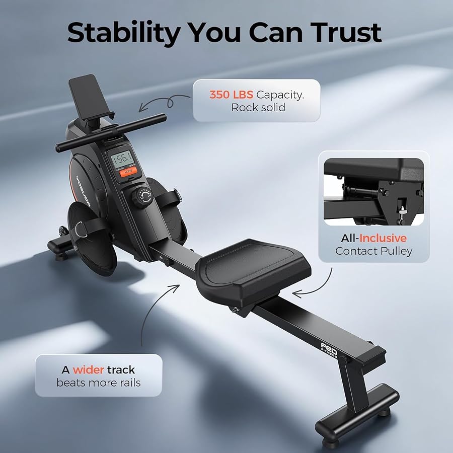 YOSUDA Rowing Machine for Home, Magnetic Rower with 16 Resistance Levels | Beginner-Friendly, Quiet Operation, Comfortable Seat & Bluetooth App, image 5