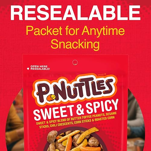 Miniatura 6 de P-Nuttles Paquete variado de cacahuetes de caramelo de mantequilla, paquete de 6 nueces confitadas, mezcla de fiesta, mezcla dulce y salada,