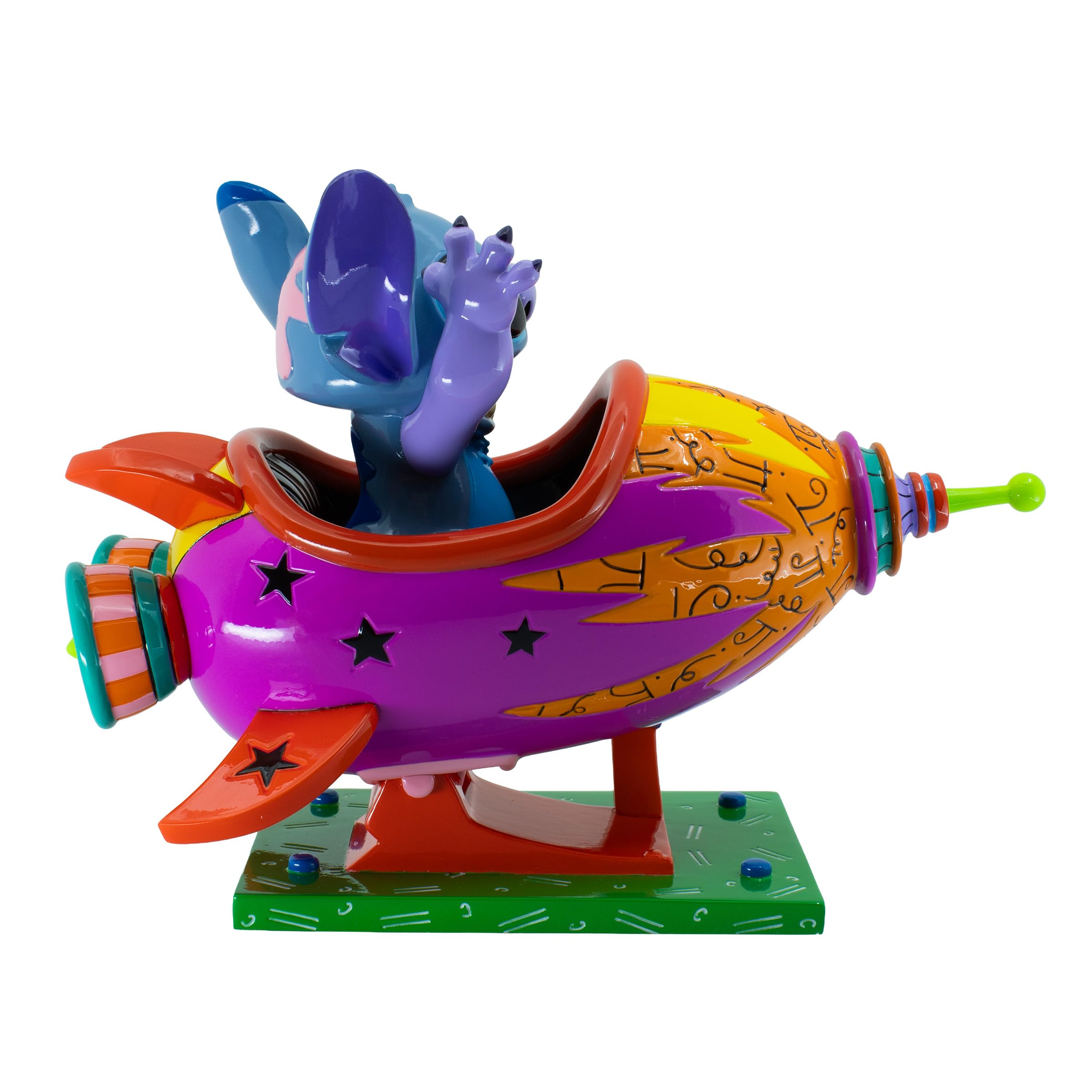 Enesco Disney Britto Stitch Rocket Ship - Statuetta grande da collezione, 16,5 cm, in resina dipinta a mano, scultura spaziale aliena di Romero Britto - stravagante decorazione per la casa e regalo