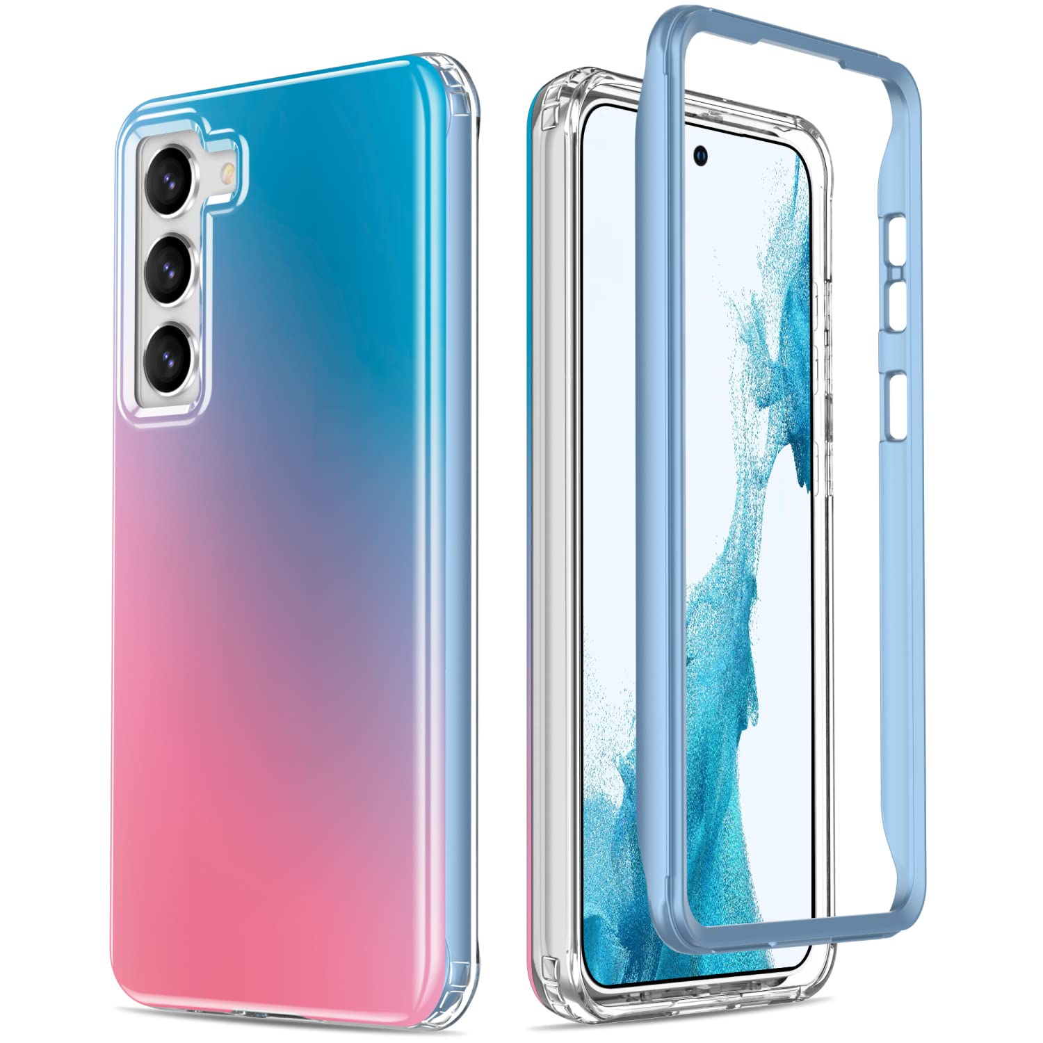 Esdot for Samsung Galaxy S23 Plus Case,Military Grade Passing 21ft Drop Test,Rugged Cover with Fashionable Blue Pink Designs for Women Girls,