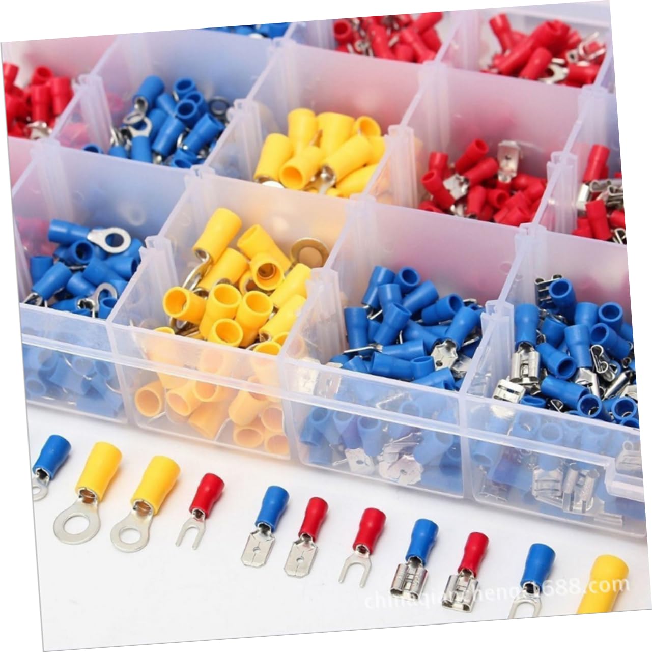 1200pcs Insulated Wire Terminals Electrical Crimp Connectors Kit Spade Set Storage Box Identification Chart