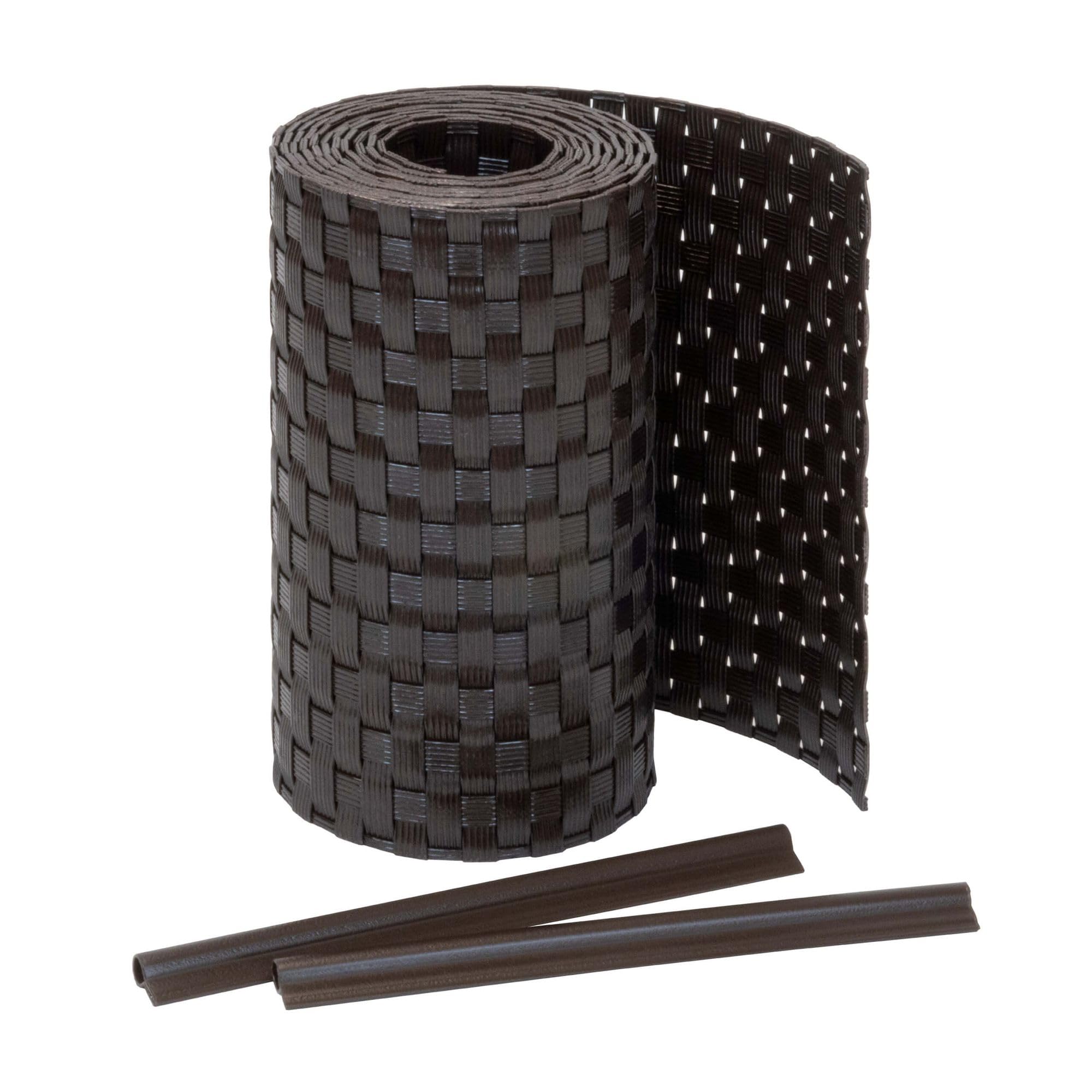Jardinion privacy protection strips rattan look 250 x 19cm dark brown incl. 2 fastening clips privacy protection rattan — image 1
