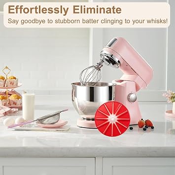 1Pcs Cleaning Wiper Kitchen-Aids,Red Mixing Head Anti-Splatter Baffle Wiper Attachment,Anti-Splatter Silicone Baffle for 4.5qt and 5qt Tilt-Head Mixers, Effortless Cleanup for Home Bakers