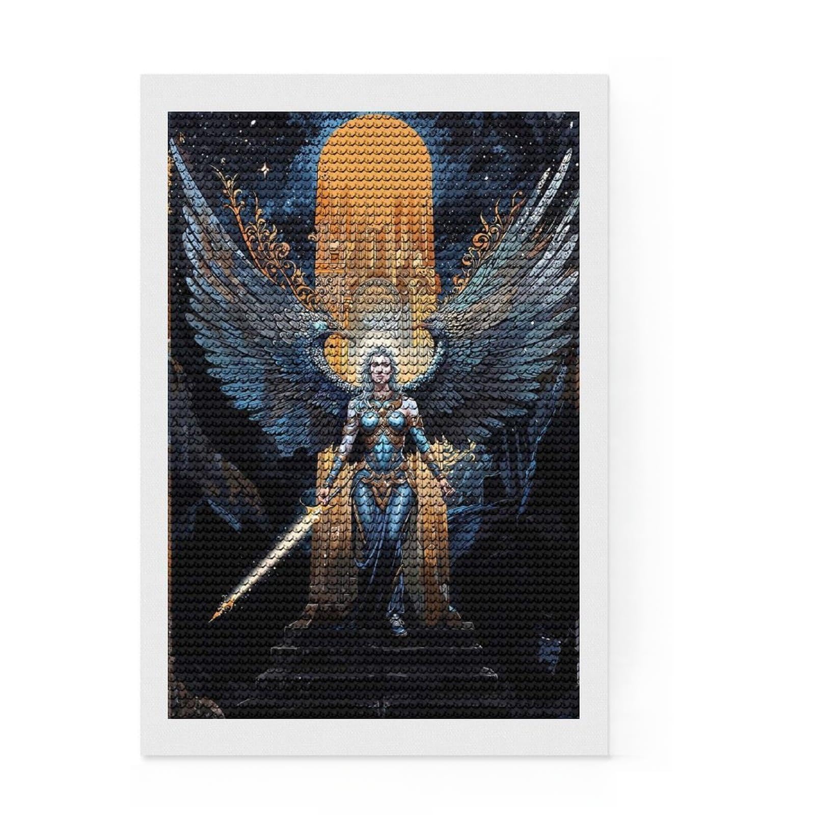 Junmoney Celestial Serenity DIY Diamond Art Canvas Kit 8"x12", for Family Craft Time, Relaxing DIY Hobby, Modern Decor, Festive Craft Gift