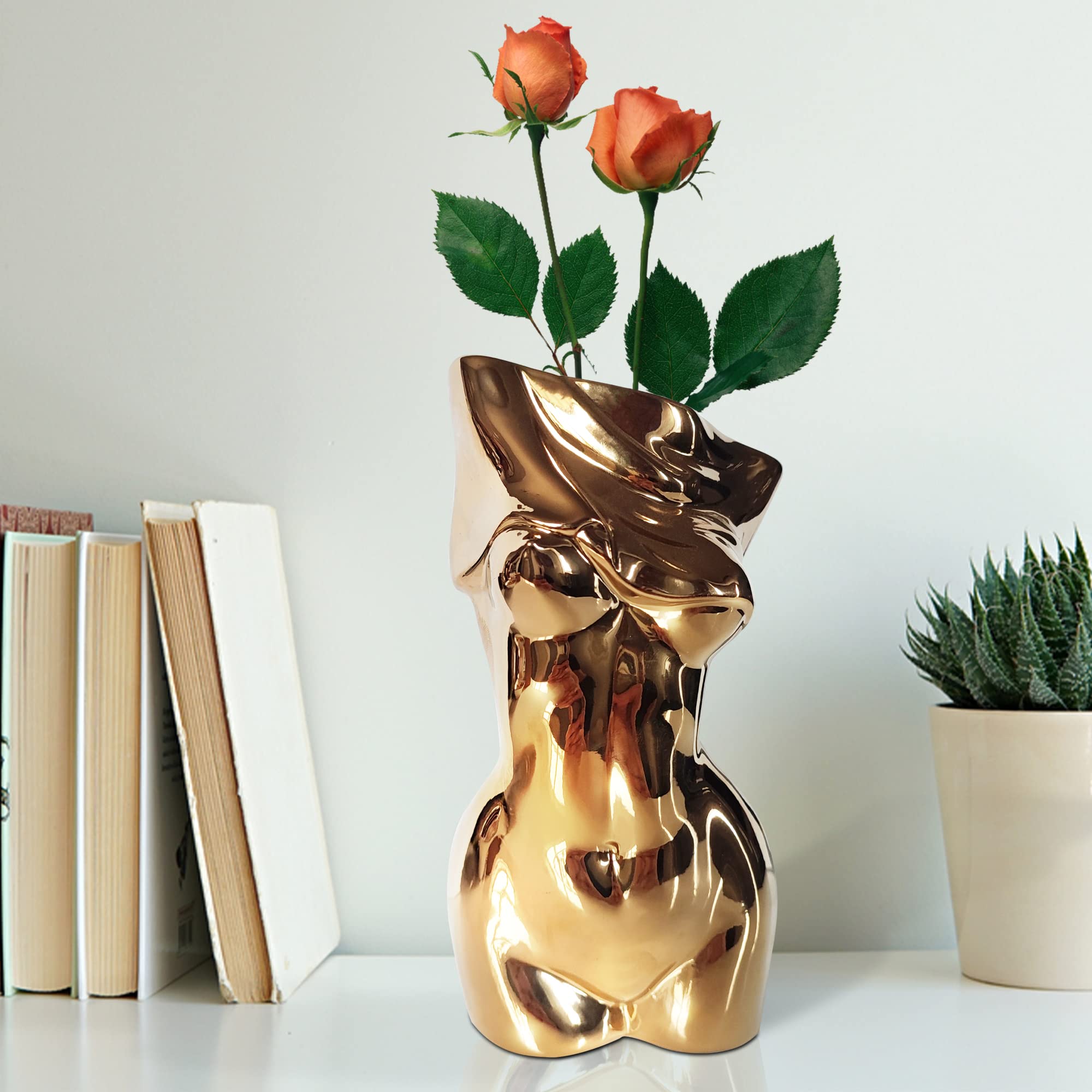 Mila Moya Ceramic Nude Flower Vase, Gold - Image 3