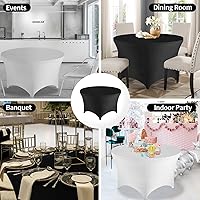 Vista 6 de FestiCorp Fundas de mesa redondas de elastano de 60 pulgadas, mantel ajustable de 5 pies para mesas de 5 pies, mantel negro elástico sin arrugas
