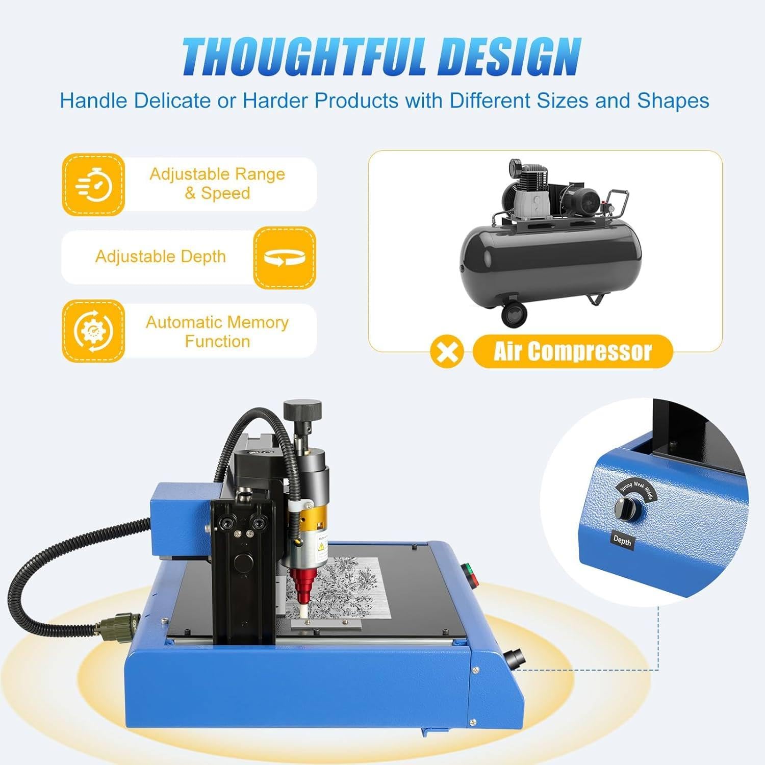 Dot Peen - Máquina de marcado de metal, grabador de 400 W para números y letras, grabado de placa de identificación de 200 x 150 mm, velocidad de marcado de 2 pulgadas/S