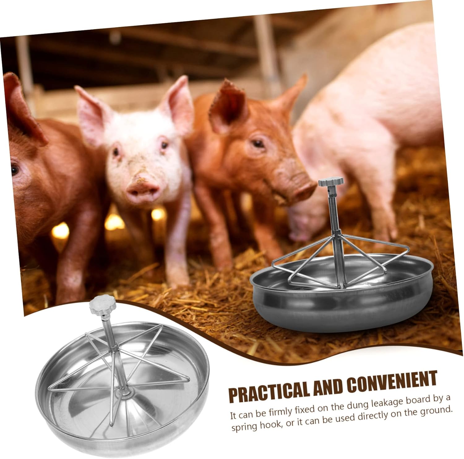 Stainless Steel Pig Trough Guinea Pig Bowl Easy Install for Dry Wet Food