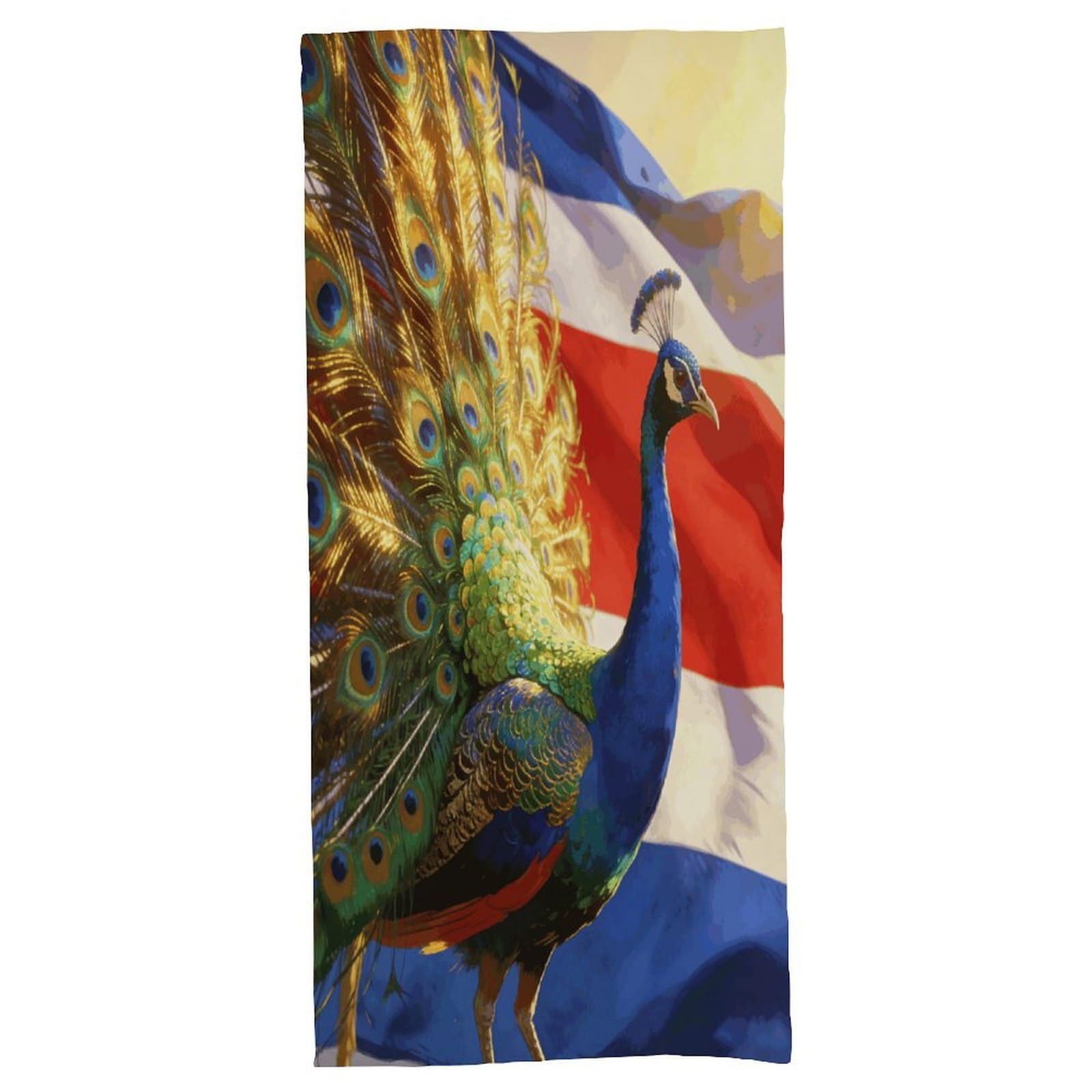 Fodpand Style Colorful Peacock And National Flag Bath Towel, Highly Absorbent & Quick Drying Beach Towel, Compact & Lightweight Pool Towel For Bathroom, Beach, Pool, Gym, Spa, And Hotel Use