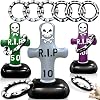 TURNMEON 9 Piece Halloween Party Games for Kids Cross Tombstone Ring Toss Games with Inflatable Skeleton Toss Halloween Party Indoor Outdoor Decorations Carnival Game Classroom School Yard