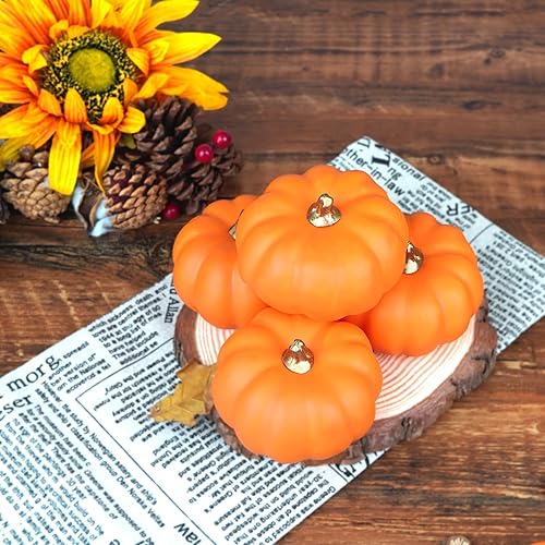 Miniatura 5 de Artmag Calabazas artificiales a granel, 12 unidades de varios tamaños de cosecha, calabaza de espuma falsa para otoño, otoño, Halloween, fiesta en