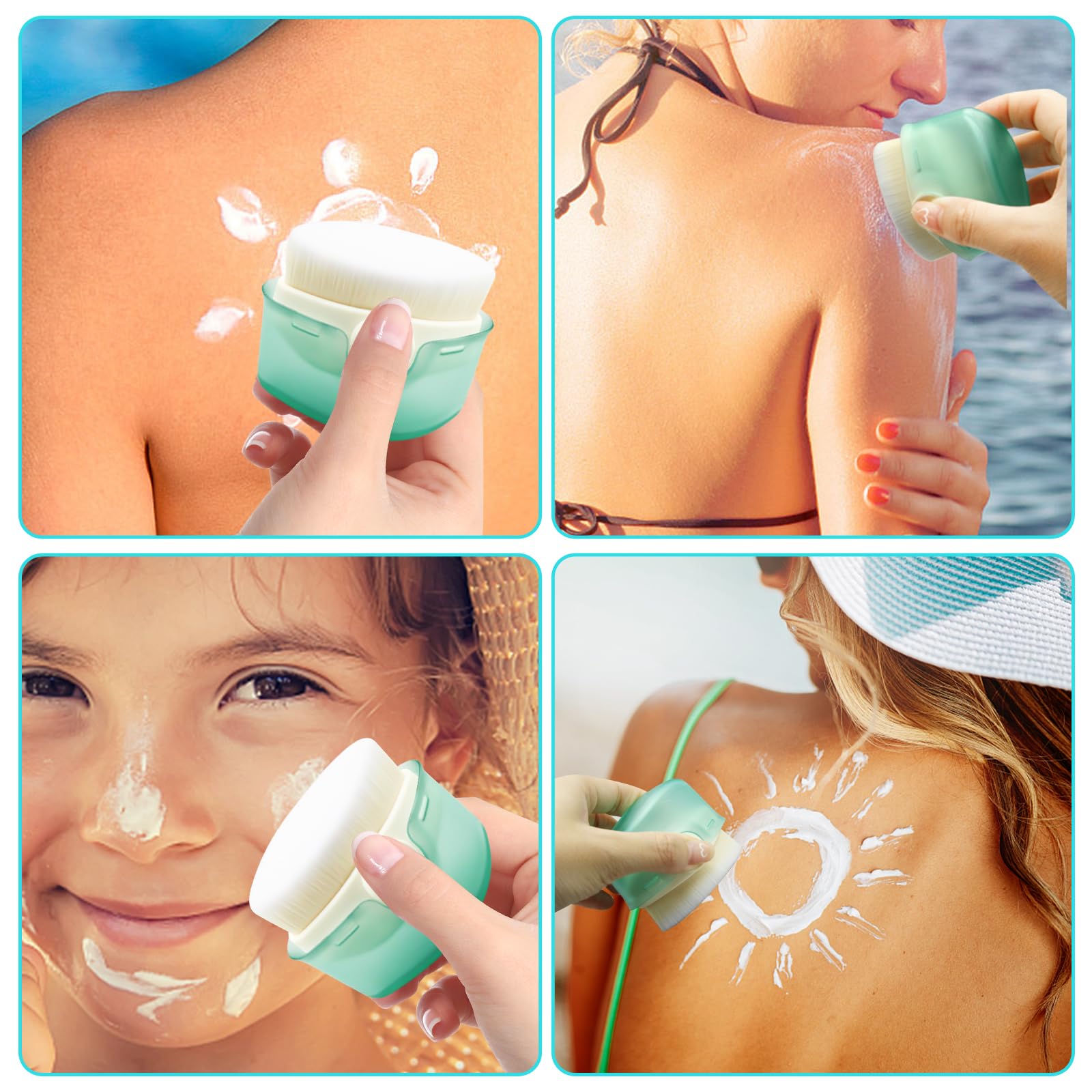 2Pcs Applicateur de Crème Solaire pour Enfants, Brosse de Protection Solaire pour Enfants, Applicateur Lotion Solaire, Brosse Crème Solaire pour Enfants avec Capuchons Protection