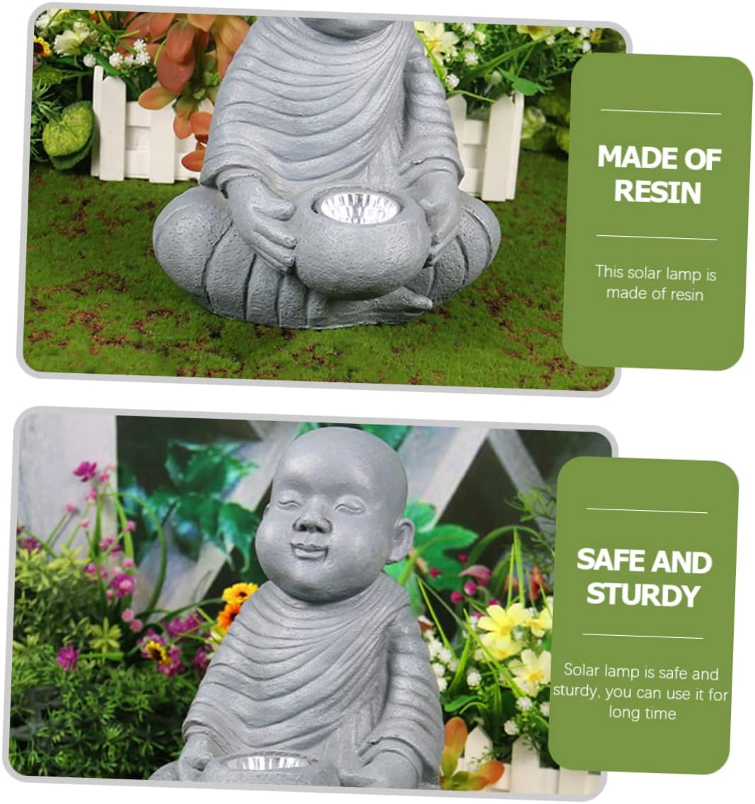 Sosoport Garden Decor Solar Lamp Monk Statue Yard Light Solar Power Outdoor Decorative Garden Lighting