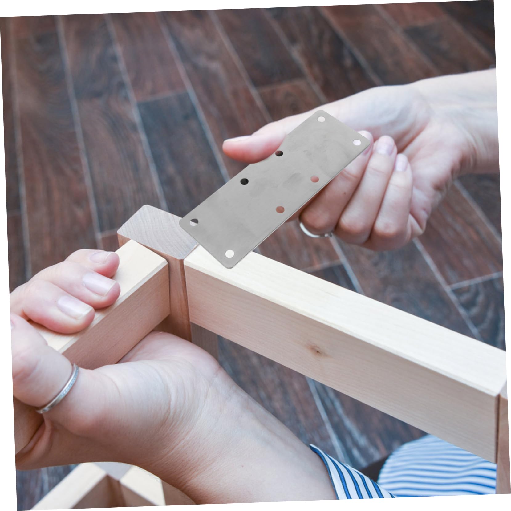 SOLUSTRE Stainless Steel Corner Bracket Kit 2 Pcs Heavy Duty Easy to Install Flat Straight Brace for Furniture Repair