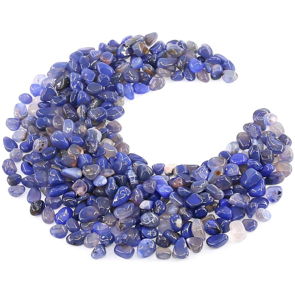 WAYBER Decorative Polished Tumbled Agate Stones Crystal Pebbles, 1 Lb Blue