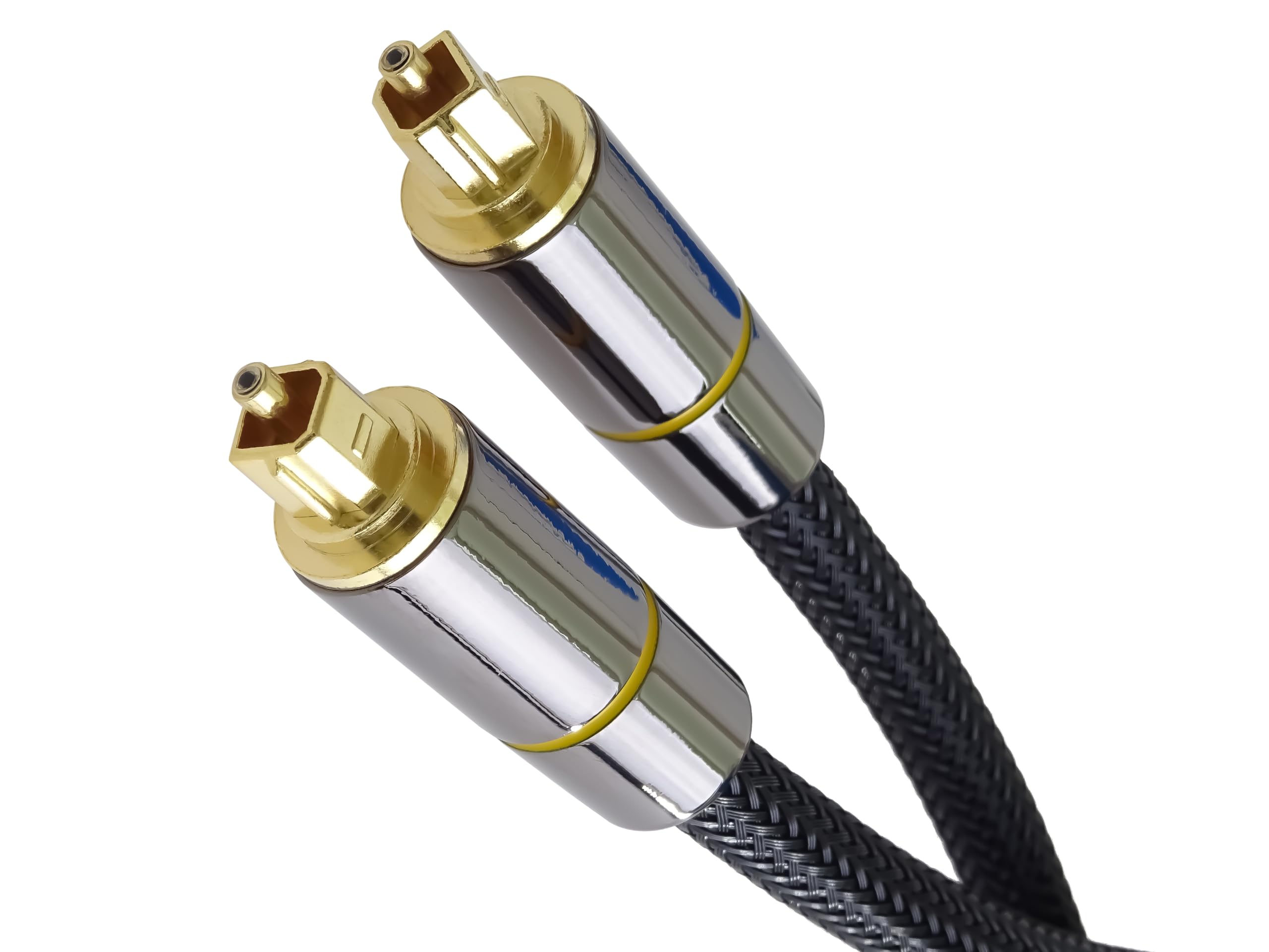 PremiumCord Optyczny Kabel Audio Toslink 0,5 m, Złącze Wtykowe Toslink, Kabel Cyfrowy do Systemu Stereo Hi-Fi Soundable TV, HQ Audio, Metalowa Konstrukcja + Nylon, Kolor Czarny, Złoty