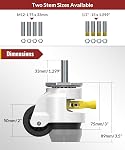 HOLKIE Leveling Stem Casters Set of 4 Heavy Duty with Ratchet Handle, 1/2" and M12 Screw Size Retractable Caster Wheels, Adjustable Casters for Workbench, Machine, Equipment, Total Capacity 1000KG