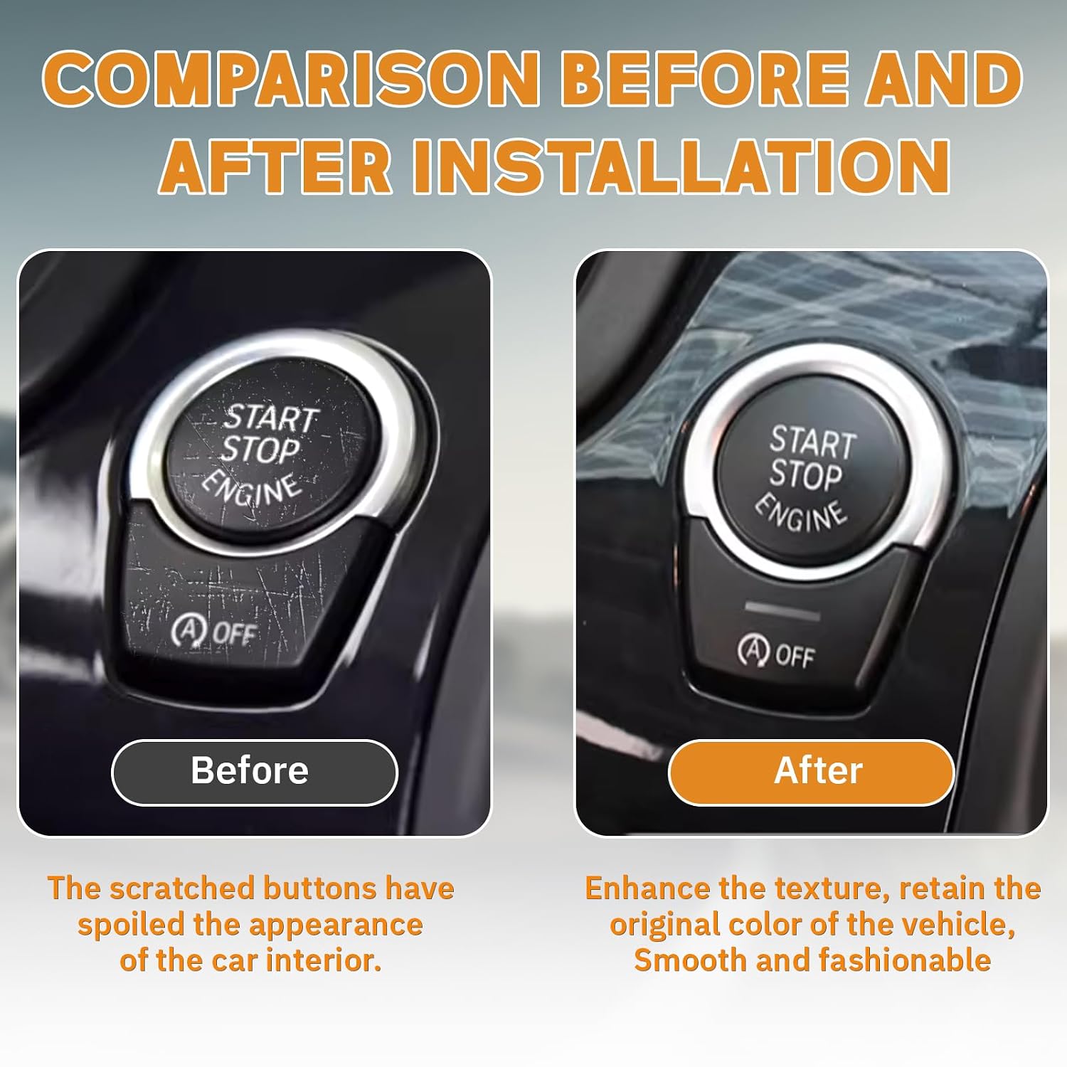 Black Chromed Electronic Parking Brake Handbrake Switch Button Cover Compatible with BMW 5 6 7 Series F10 F07 F12 F01 handbrake Button Cover Patch Compatible with BMW Accessories
