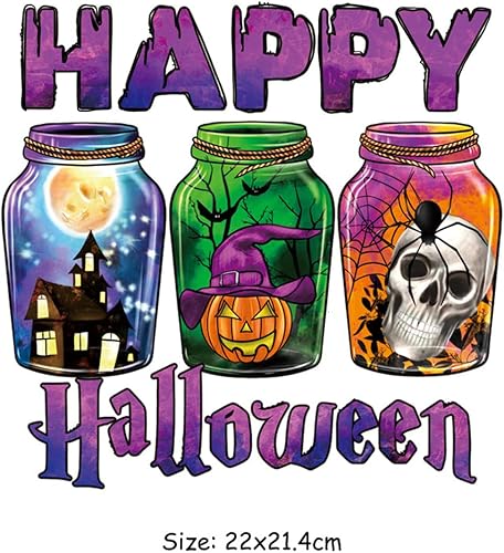 Miniatura 7 de 3 hojas de calcomanías para planchar de Halloween para planchar para Halloween, parches para planchar, apliques de calabaza, ojos de murciélago,