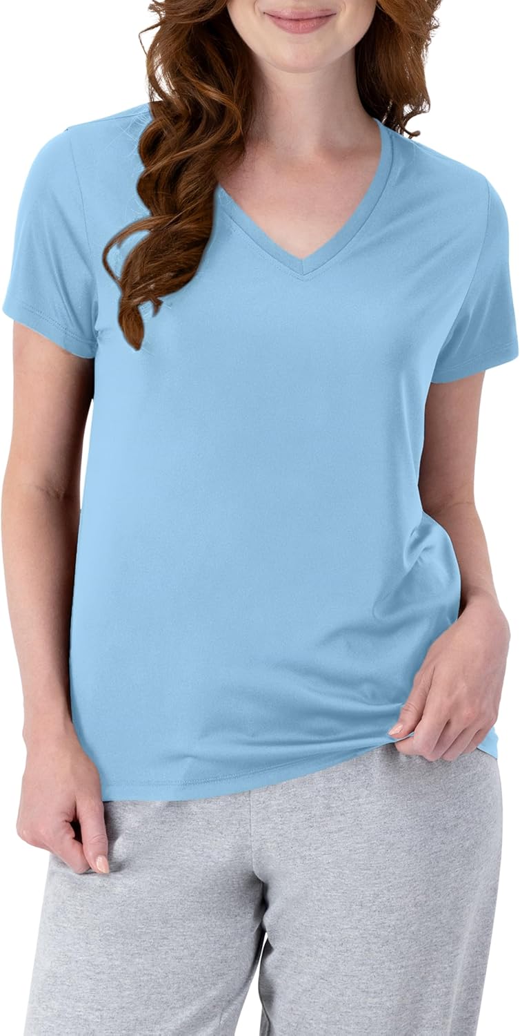 Hanes Womens Cool Dri Performance V-Neck T-Shirt, Moisture-Wicking Short Sleeve Tee, 40+ UPF Protection, 1 Or 5 Pack