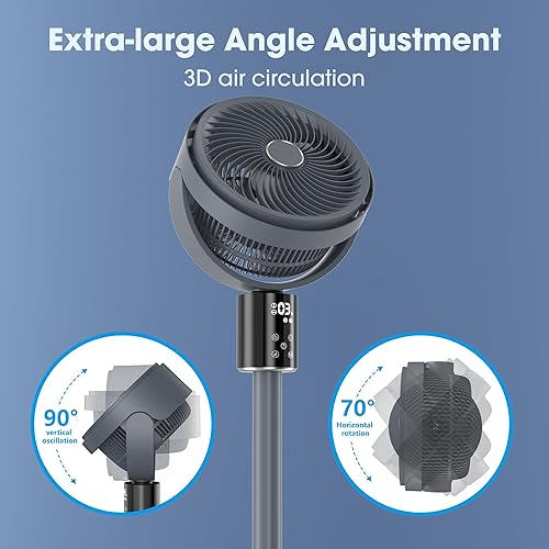 Miniatura 4 de Ventiladores de suelo oscilantes silenciosos con control remoto + LED táctil, ventilador de pie para dormitorio del hogar, ventiladores de pedestal