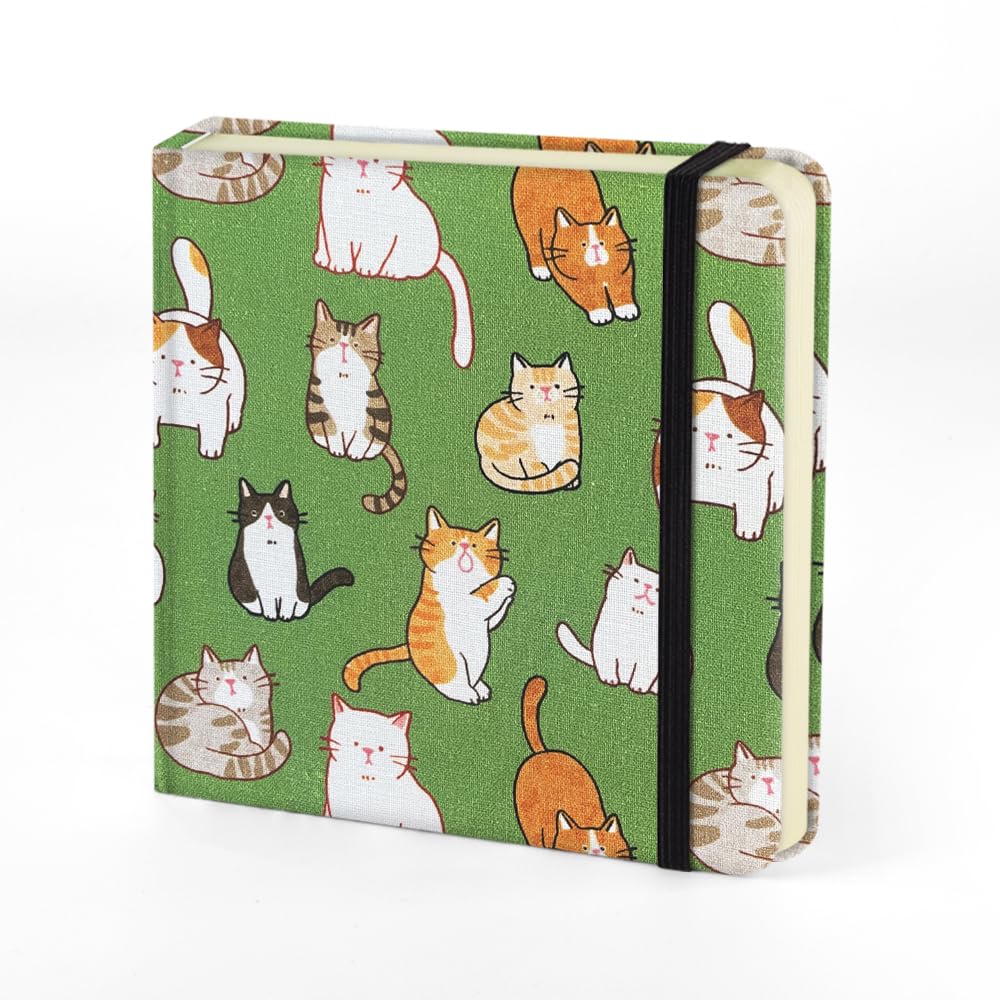Small Square 5x5" 80gsm Mini Notebooks Blank Pages Sketchbooks Travel Journal Pocket Hardcover Paint Writing Notebook Blank Diary Memo Planner Sketchbook PU Leather Cover, Pink: Fabric-80gsm-Cat