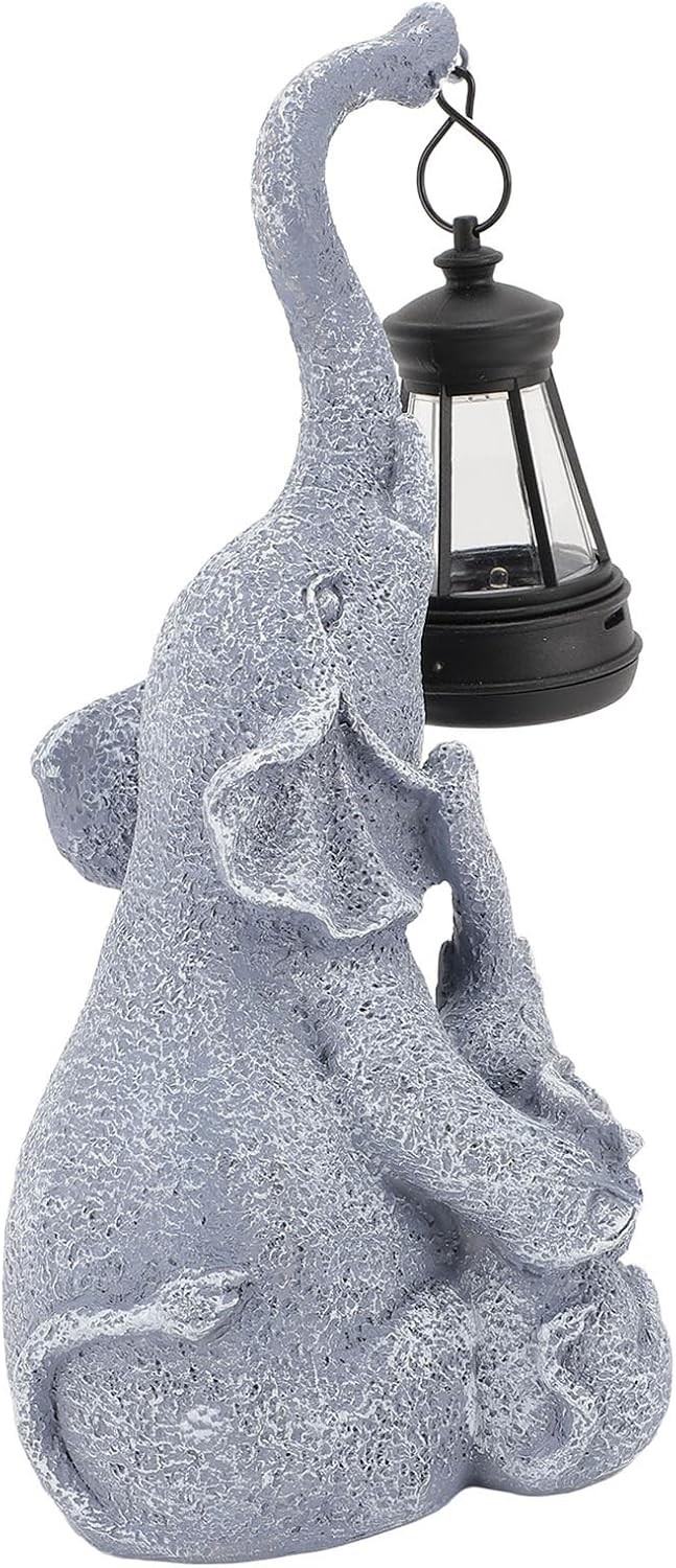Acouto Solar Garden Elephant Lantern - Adorable Mother & Elephant Figurine with Light for Outdoor Decoration