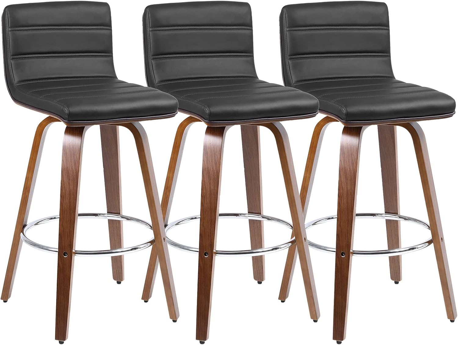Bar Stools 26 Inch Counter Height, Set of 3, PU Leather