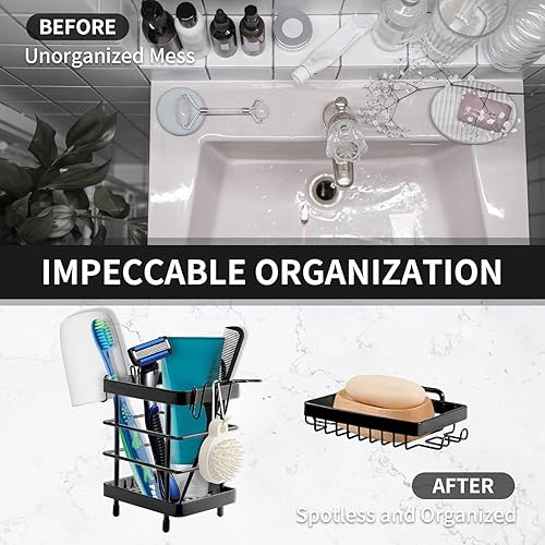 Miniatura 2 de TONLEA Soporte para jabón, soporte de pared para cepillo de dientes para baño, organizador de cepillos de dientes de acero inoxidable para pasta
