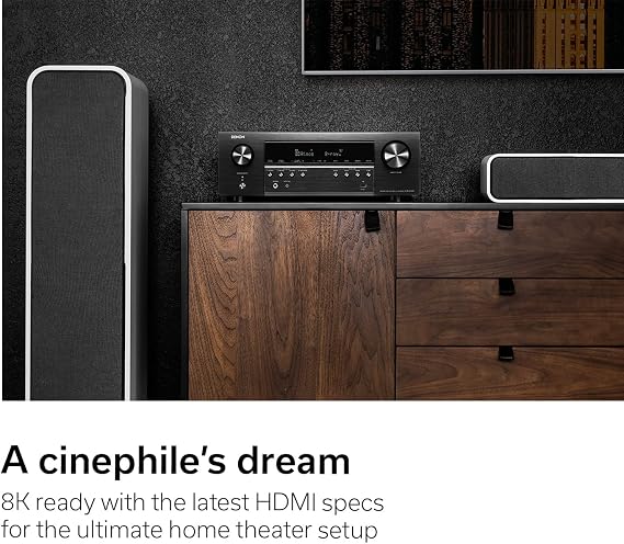 Denon AVR-S760H 7.2 Ch AVR - 75 W/Ch (2021 Model), Advanced 8K Upscaling, Dolby Atmos Height Virtualization, DTS Virtual:X & More, Built-in HEOS, Amazon Alexa Voice Control