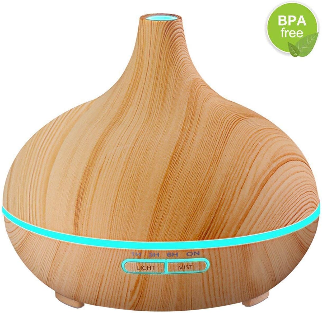 ALIKE Essential Oil Diffuser, 300ml Cool Mist Ultrasonic Aroma Diffuser, Air Humidifier Wood Grain with Waterless Automatically Shut-off
