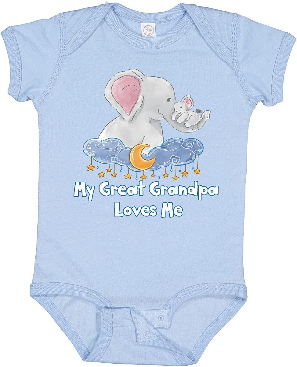 inktastic My Great Grandpa Loves Me Cute Elephants Clouds Moon Baby Bodysuit