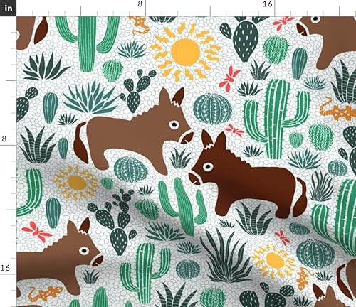 Miniatura 2 de Spoonflower The Yard - Life Country Animals Western Cactus Desert Farm Donkey Impreso en tela de algodón de la firma de pétalos por The Yard - Coser