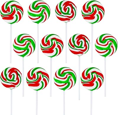 Christmas swirl Lollipops- Holiday Twisted Pop- Holiday Sucker Candy- Christmas Lollipop Stocking Candy Stuffers- 12 Chris...