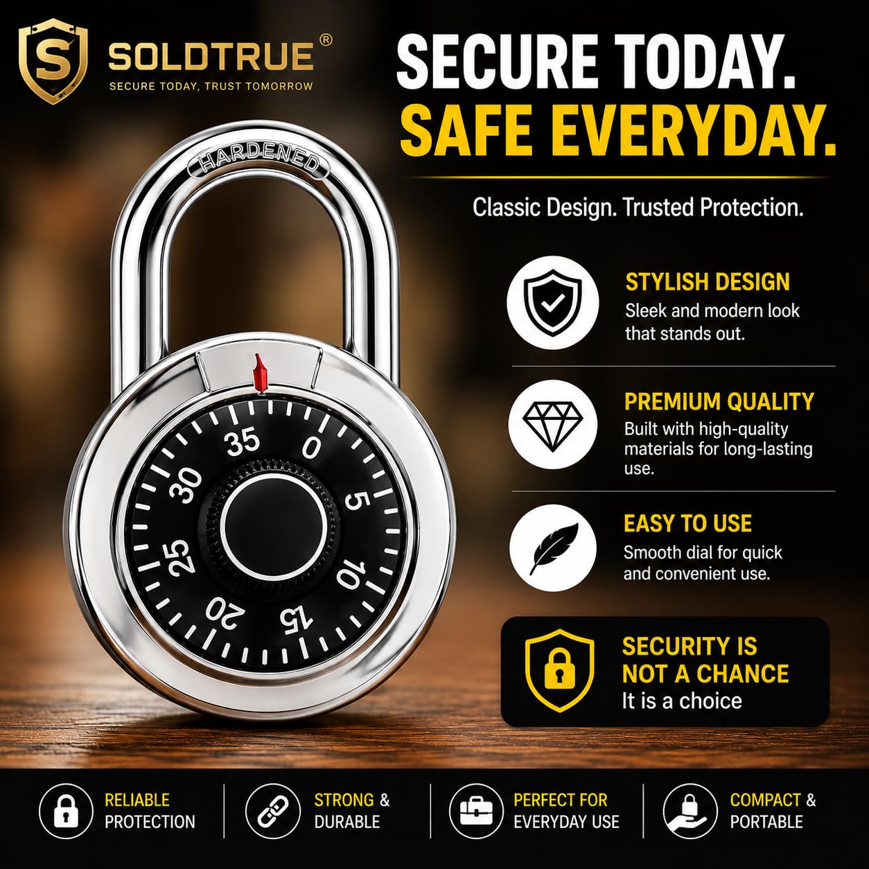 Coded Lock, Rotary Padlock Combination Padlocks Rotary Padlock Digit Combination Locker Lock Safe Round Dial Number Luggage Suitcase Security. — Amazon image 2